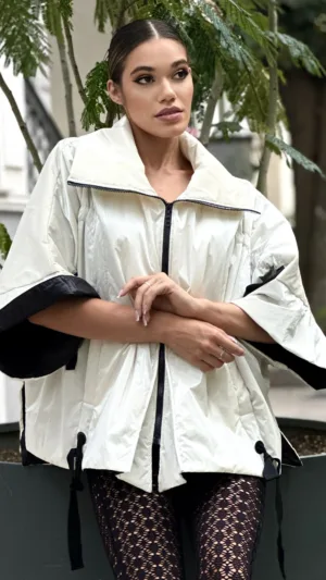 Jacheta tip kimono din fas usor satinat - Diva Pearls