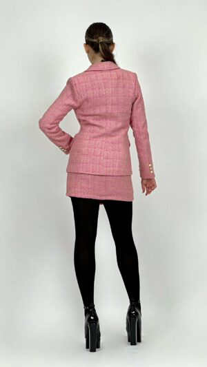 Compleu cu fusta si sacou din tweed – Victoria Pink