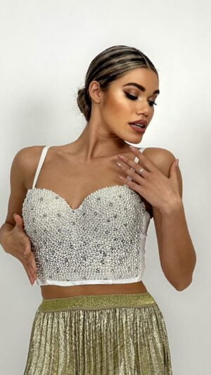 Corset cu perle - White Pearls