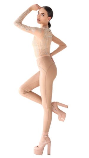 Body Transparent Cu Aplicatii Din Cristale - Beige Victoria