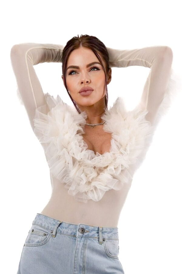 Body Transparent Din Tulle Si Volanase - Pearl Swan