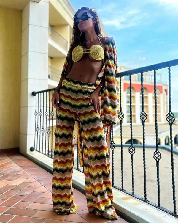 Compleu cu kimono si pantaloni evazati - Becca Summer