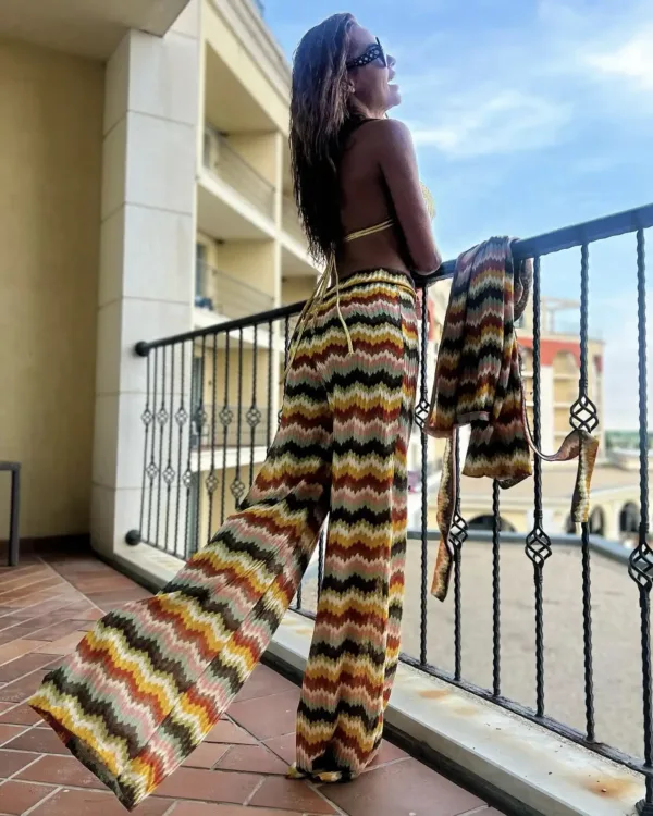 Compleu cu kimono si pantaloni evazati - Becca Summer