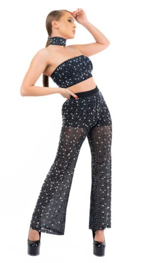 Compleu cu pantalon evazat si top - Diamons