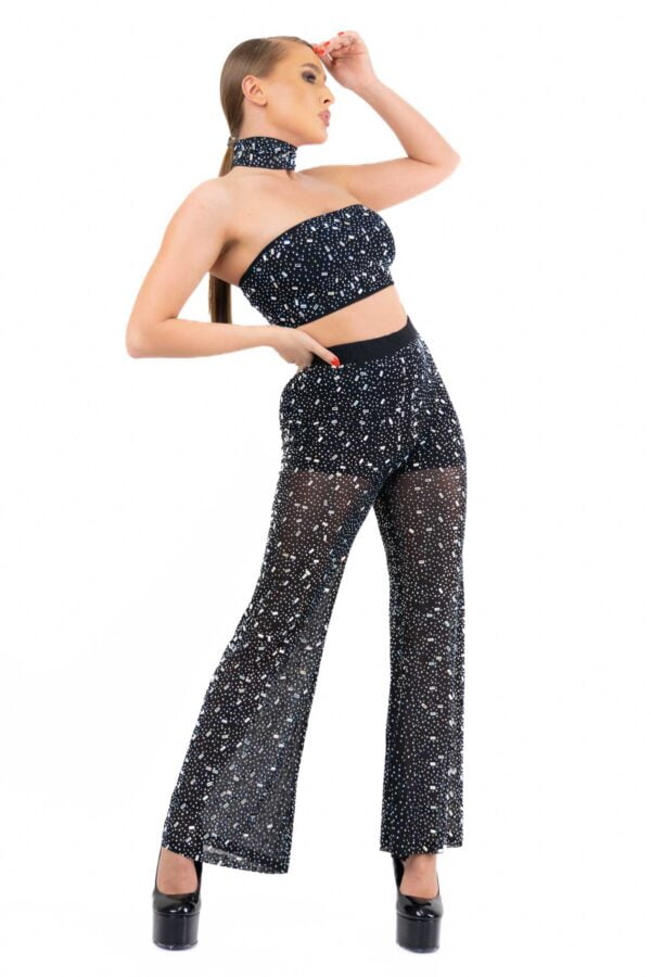 Compleu cu pantalon evazat si top - Diamons