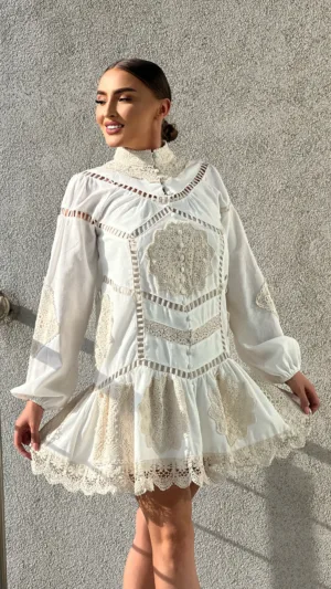 Rochie din bumbac cu broderie - Boho Adelle