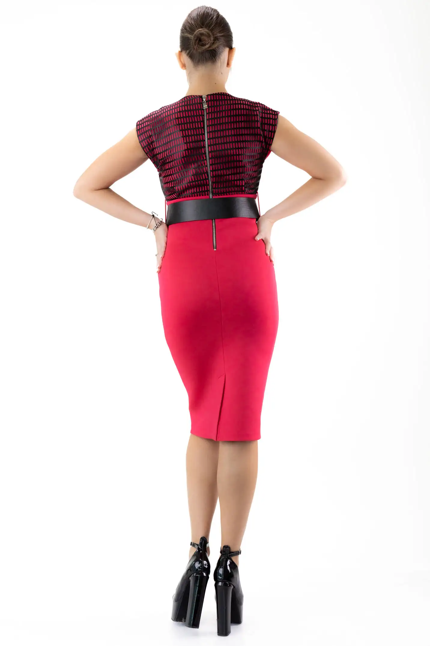 IMG_0883 Rochie eleganta cu o curea in talie - Office Pink