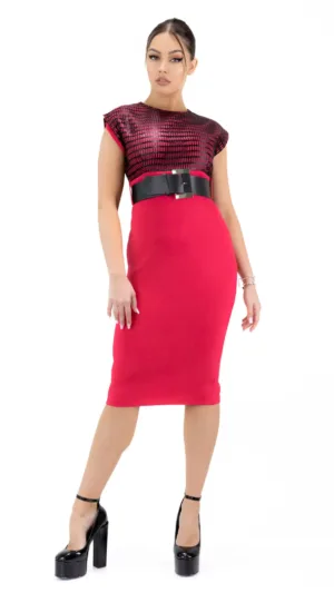 Rochie eleganta cu o curea in talie - Office Pink 7 Rochie eleganta cu o curea in talie - Office Pink