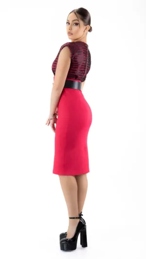 Rochie eleganta cu o curea in talie - Office Pink 6 Rochie eleganta cu o curea in talie - Office Pink