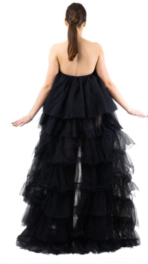 Rochie cu trena din volane de tulle - Gala Black