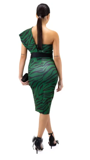 Rochie midi verde cu imprimeu - Amazonia Green