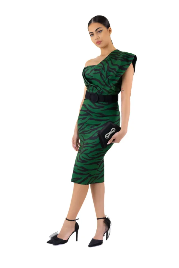 Rochie midi verde cu imprimeu - Amazonia Green