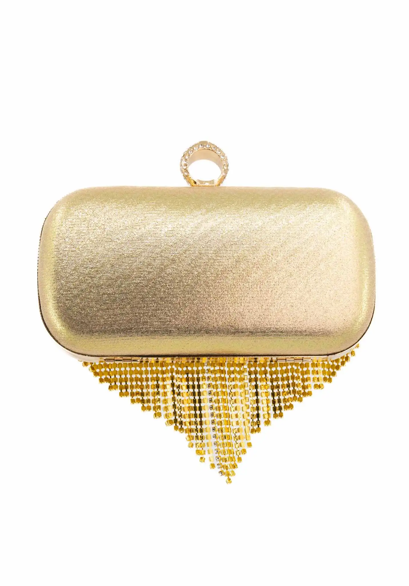sungate-fashion-7461 Clutch cu franjuri din strasuri - Diva Gold