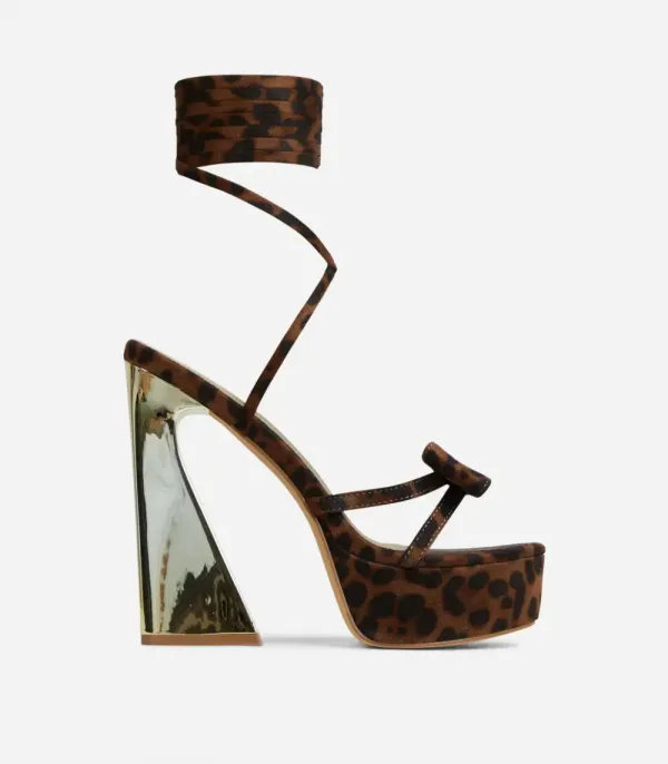 Sandale de dama leopard, cu toc gros - Animal